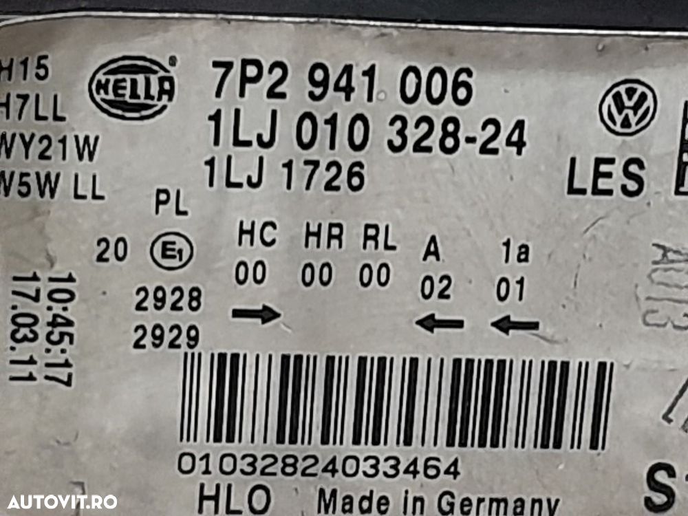 Far Dreapta Volkswagen Touareg 7P 2010 - 2014 SUV 4 Usi (1109) Fara xenon 7P2941006 - 6