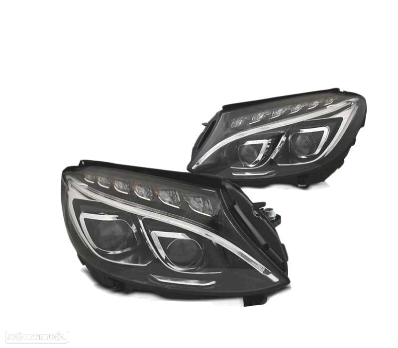 FARÓIS LED MERCEDES W205 14-18 BLACK PRETO - 2
