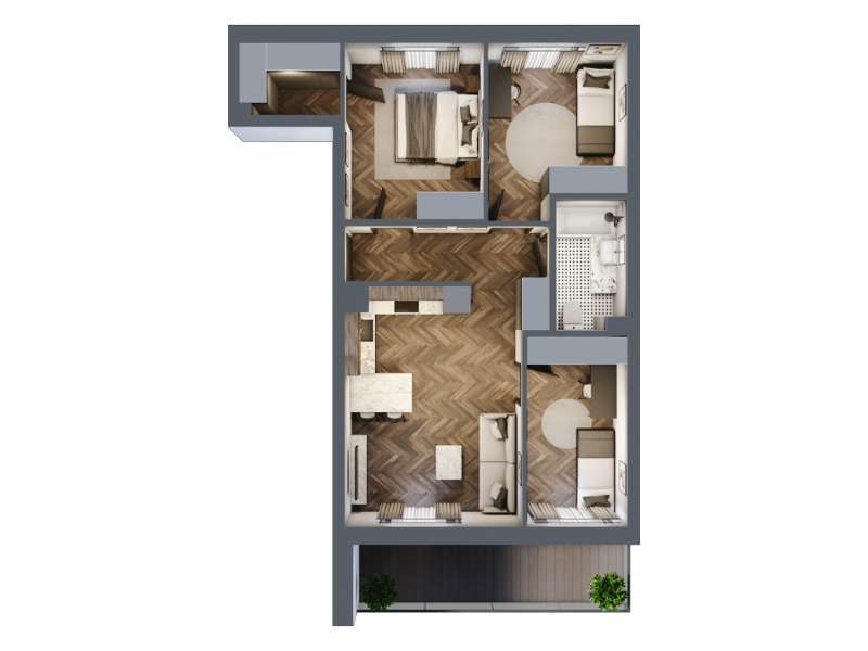 Mieszkania, 66.48m², 4 pokoje, 3 piętro, C-KLF16-LM11, Nowe Horyzonty
