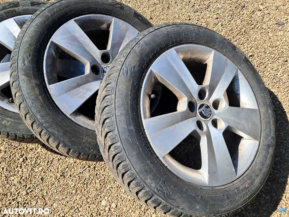Skoda Rapid, Fabia, set roti originale pe 15 cu jante de aliaj. - 7