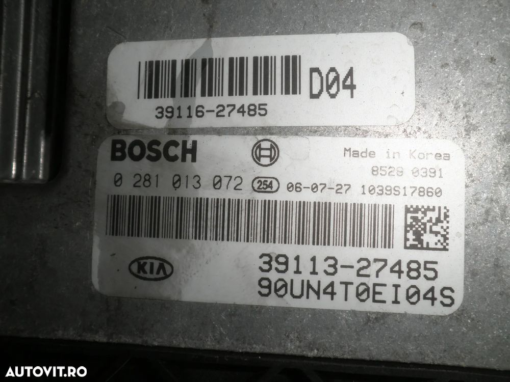 ECU / calculator motor Kia Carens 2007 2.0 CRDI 0281013072 39113-27485 - 3