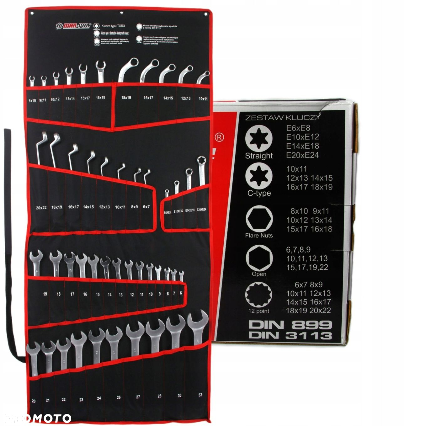 KLUCZE PŁASKO OCZKOWE 6-32 TORX TYP C GIĘTE ZESTAW KLUCZY 47sz NASADOWE - 13