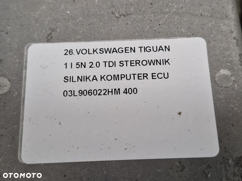VOLKSWAGEN TIGUAN 1 I 5N 2.0 TDI STEROWNIK SILNIKA KOMPUTER ECU 03L906022HM - 3