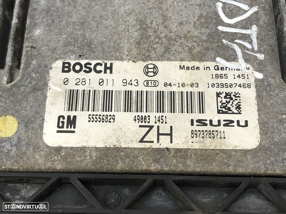 Centralina do motor ECU  Usado OPEL ASTRA H (A04) 1.7 CDTI (L48) 0281011943 0 28... - 5