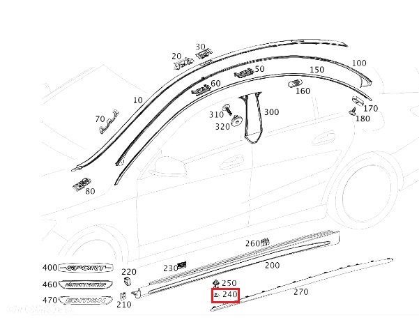 MERCEDES WIELE MODELI Zaslepka listwy progowej OE - 2