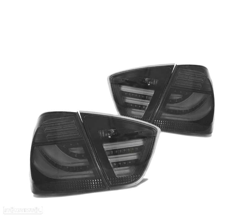 FAROLINS TRASEIROS LED BMW E90 05-08 BLACK SMOKED PRETO FUMADO ESCURECIDO - 2