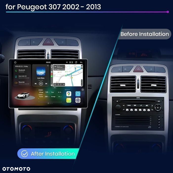 Radio Android 2-DIN do Peugeot 307 (2002 - 2013) - 8GB, 256GB - 2