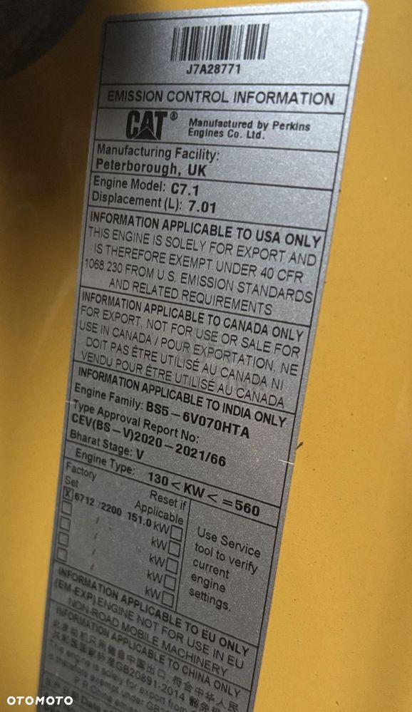 CAT Caterpillar Silnik C7.1 7.01 594-7561 5947561 6712/2200 151.0kW  NOWY - 4