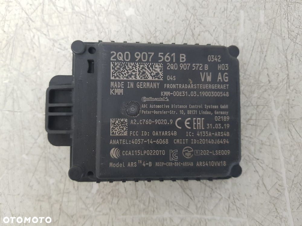 VW AUDI SKODA SEAT RADAR  MODUŁ ACC DISTRONIC 2Q0907561B 2Q0907572B - 2