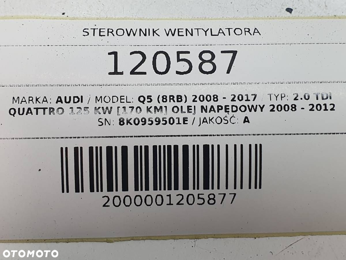 MODUŁ STEROWNIK WENTYLATORA AUDI Q5 8R 2.0 TDI 8K0959501E - 8