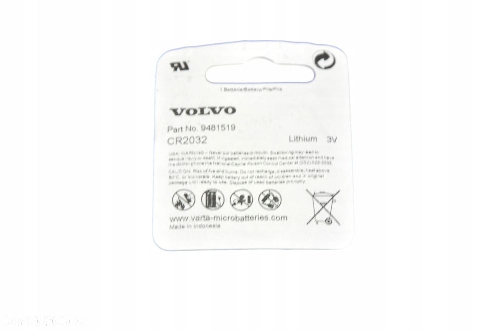 VOLVO S60 V60 II bateria pilota kluczyka CR2032 OE 9481519 - 2