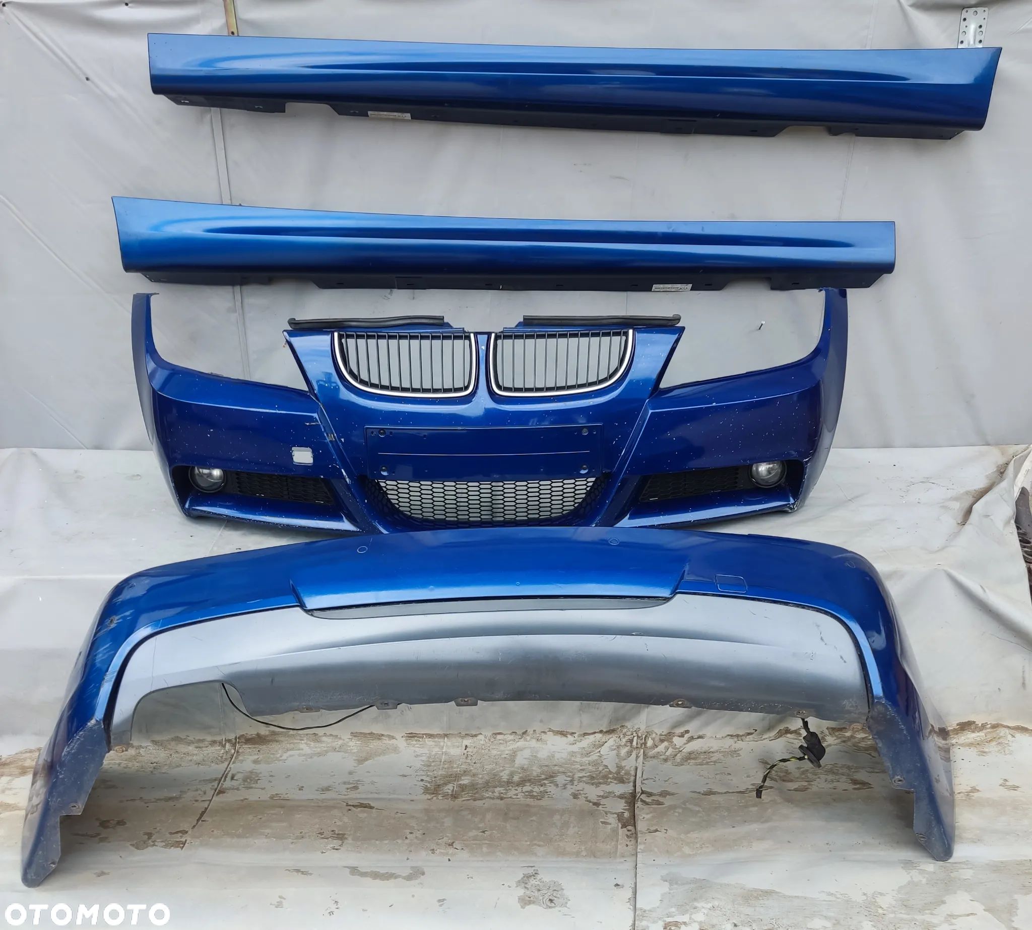 BMW E90 MPAKIET ZDERZAK PRZEDNI TYLNY LISTWY PROGOWE PRÓG PDC KOMPLET LEMANS BLAU - 1