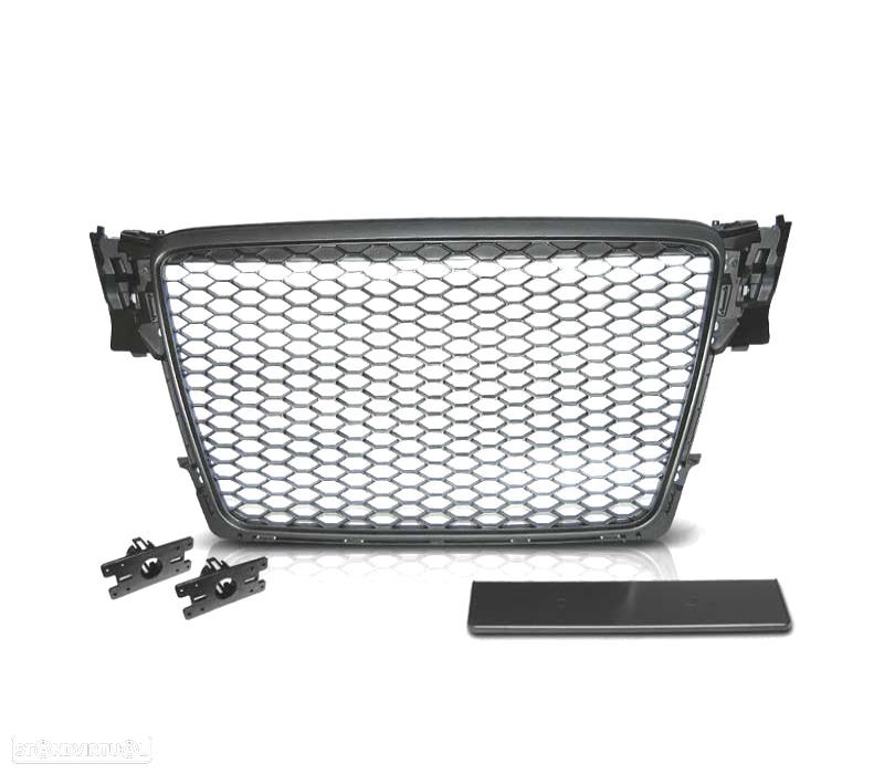 GRELHA FRONTAL AUDI A4 B8 08-11 PRETO FOSCO LOOK RS - 3
