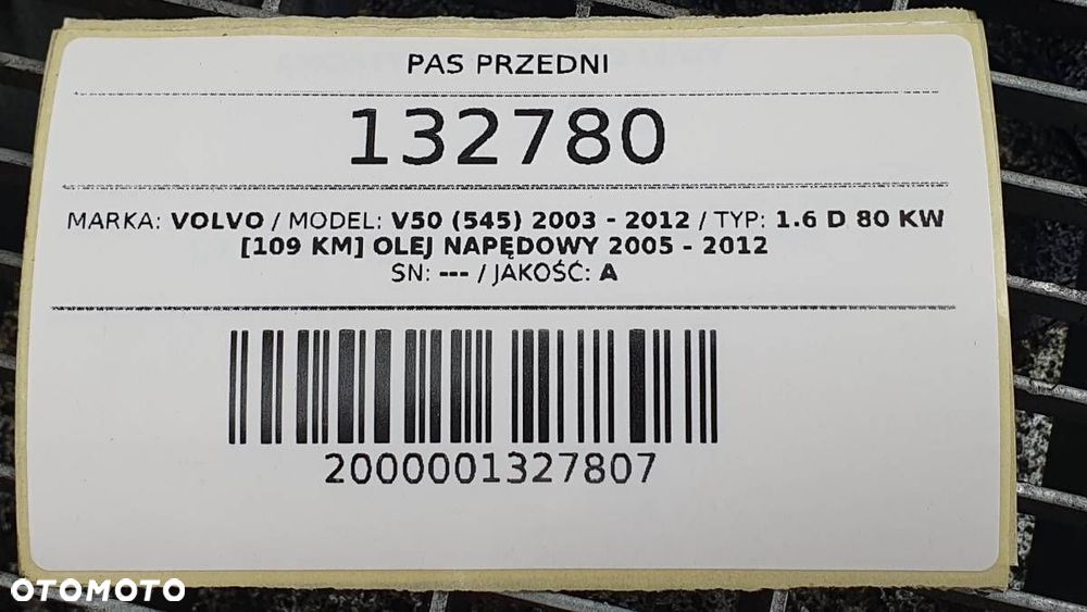 PAS PRZEDNI OKULAR VOLVO V50 2006 EUROPA - 7