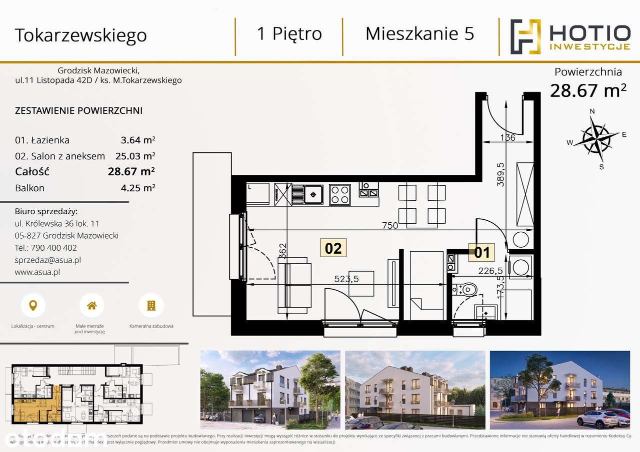 kawalerka w centrum ul. Tokarzewskiego - idealna na wynajem - lok. 5