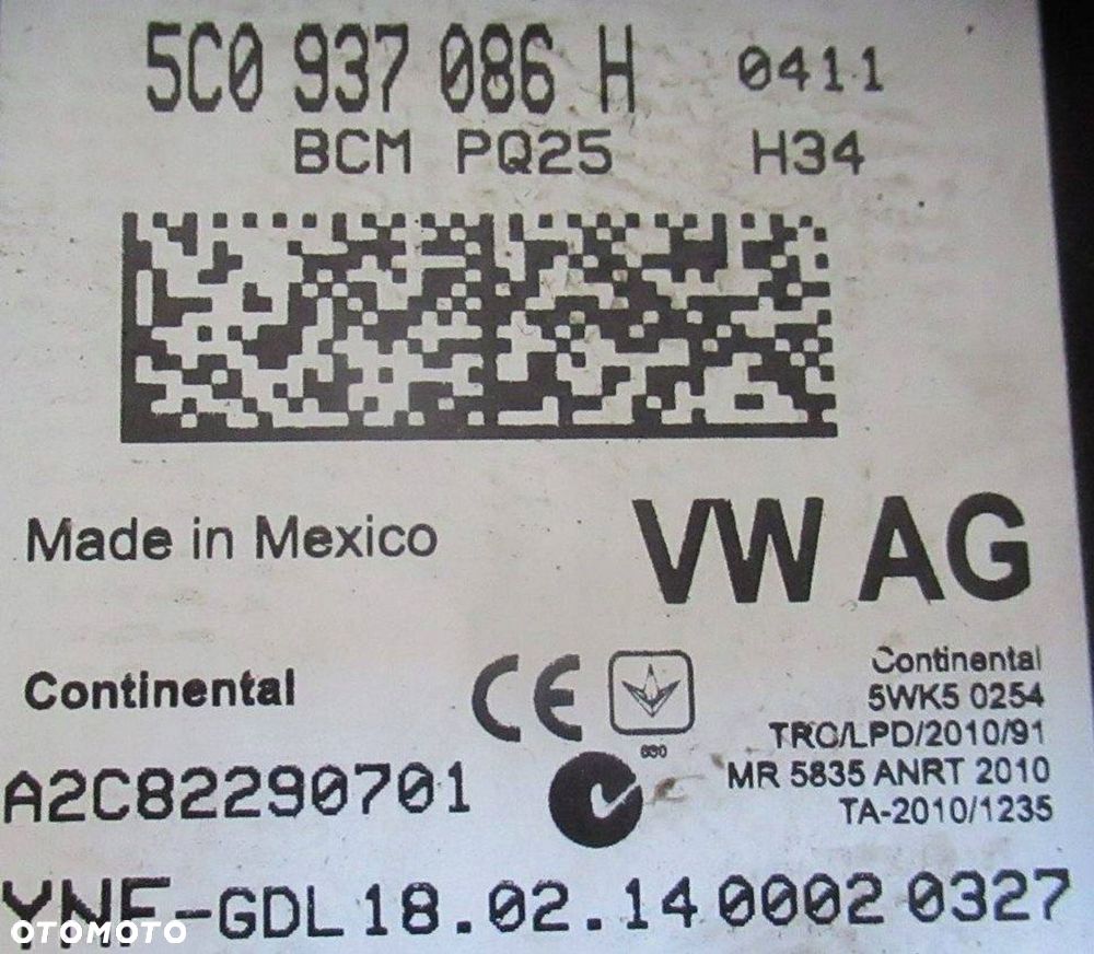 VW NEW BEETLE 5C 2014r MODUŁ STEROWNIK KOMFORTU 5C0937086H - 3