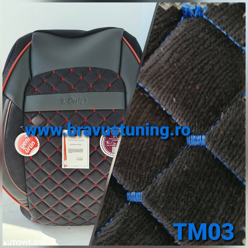 Huse scaun auto DEDICATE Touran 5 locuri individuale PIELE ECO/STOFĂ - 8