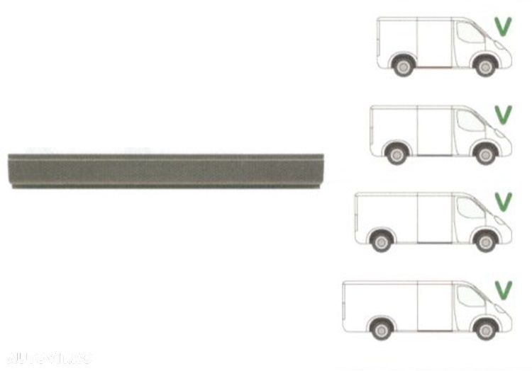 Prag Peugeot Boxer, 09.2006-08.2014 / Citroen Jumper 09.2006-08.2014 / Fiat Ducato (250) 09.2006-08.2014, Ram Promaster 02.2013-09.2014 partea Stanga in mijloc, lungime 1420mm, inaltime 175mm, prag din met - 1