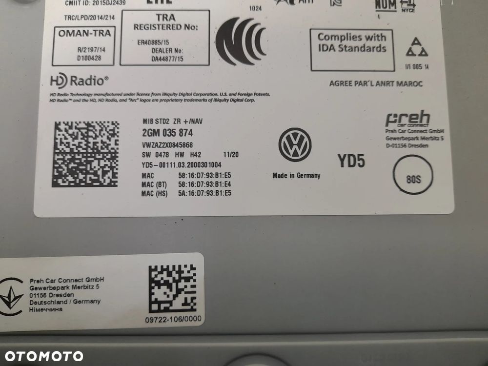 VW Volkswagen T-Cross MULTIMEDIA CZYTNIK NAWIGACJA GPS MIB STD2 2GM035874 - 6