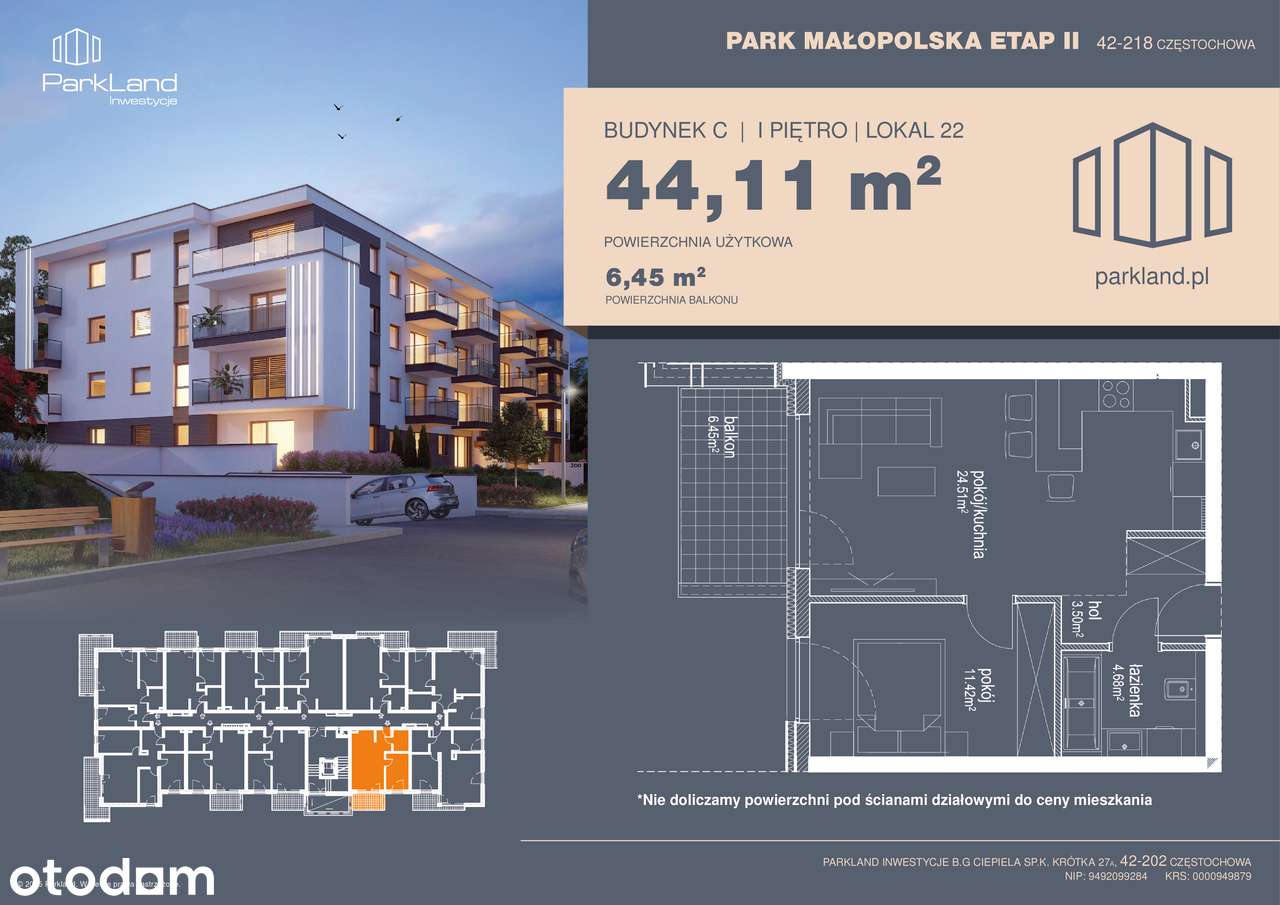 Nowe 2 pokoje Parkitka | balkon | zieleń | Park Małopolska