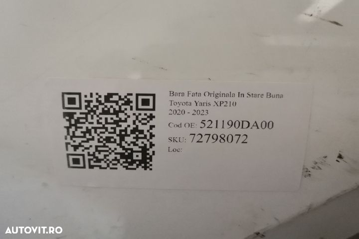Bara Fata Originala In Stare Buna Toyota  Yaris  XP210 [2020 - 2023] - 7