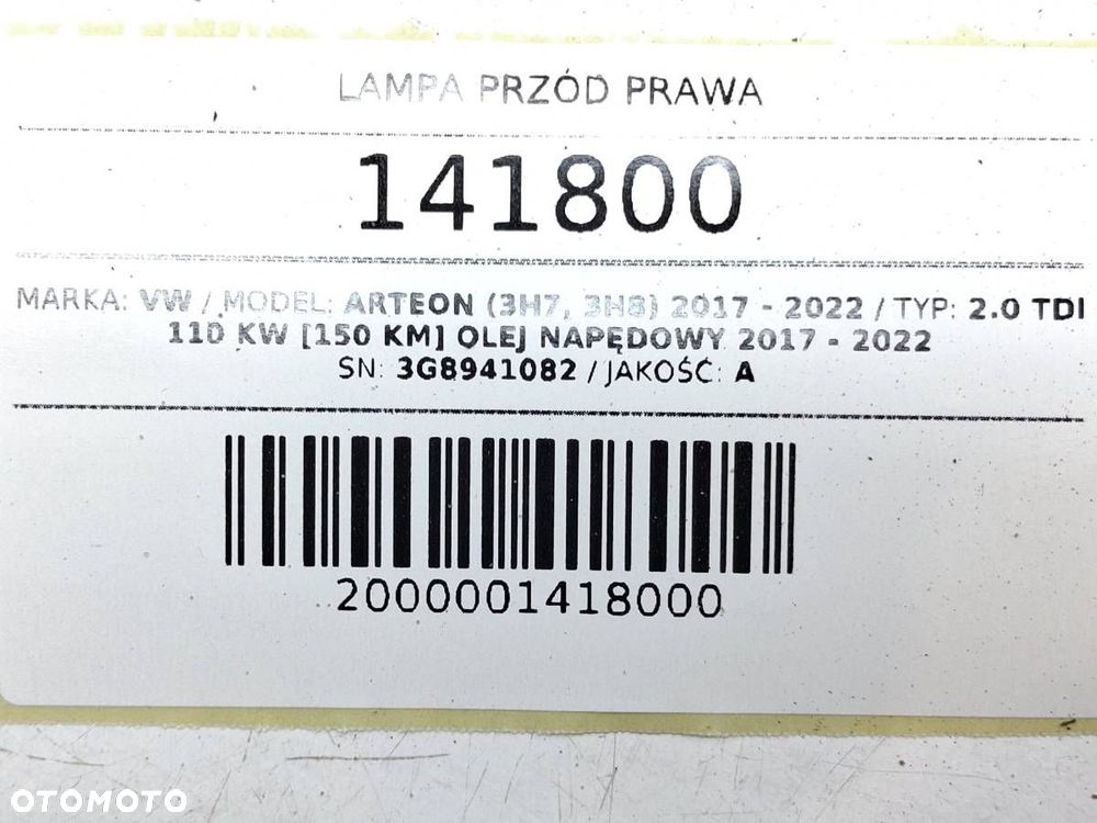 LAMPA PRZÓD PRAWA LED VW ARTEON 2017 3G8941082 EUROPA - 14