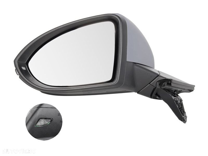 Oglinda exterioara Volkswagen Golf 7 (5k), 10.2012-, Dreapta, reglare electrica; grunduit; incalzita; geam convex; cromat; pliere electrica; memorie; 13 pini; cu semnalizare; cu lampa perimetru; PAYH00 - 1