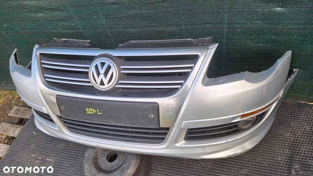 Zderzak 3C0807221 3C0805903B Przód Przedni R-Line Srebrny Gril Atrapa Kratki Halogeny Znaczek VW Passat B6 Lift - 4