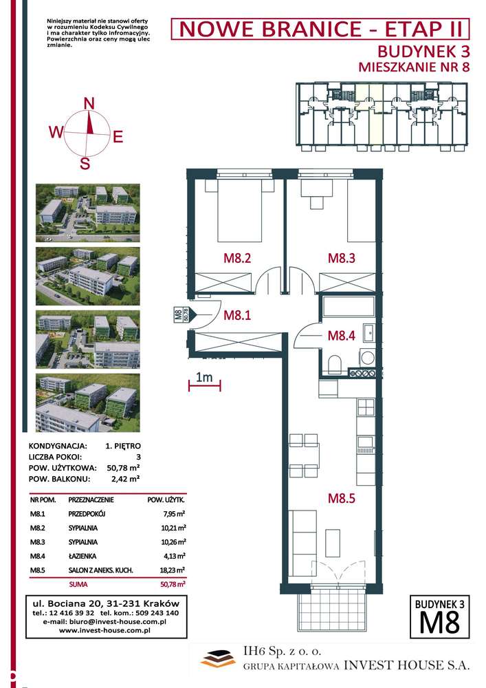3-pokojowe mieszkanie 50m2 + balkon - Pełny obrazek: 2/23