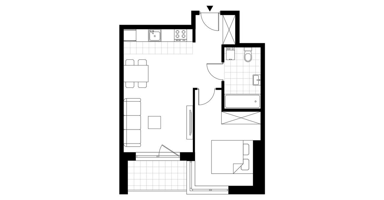 2-pokojowe mieszkanie 43m2 + loggia Bezpośrednio - Pełny obrazek: 4/24