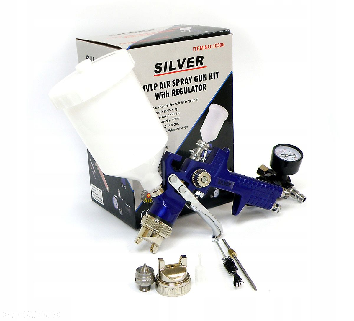 PISTOLET LAKIERNICZY HVLP 600ML FIRMY SILVER DYSZE 1.4  1.7MM REDUKTOR - 3