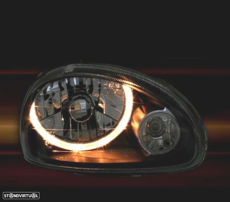FARÓIS FRONTAIS ANGEL EYES CORSA B 93-00 FUNDO PRETO H4 - 2