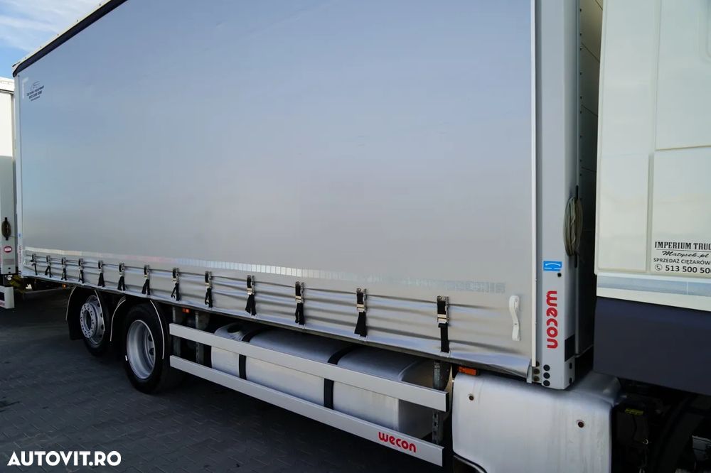 DAF XF 480 / CUPLAJ TANDEM / SSC / MEGA / PUNȚĂ RIDICATĂ / I-PARK COOL / ȘINGURI PENTRU STICLE / REMORCA WECON - 7,70 M / - 19