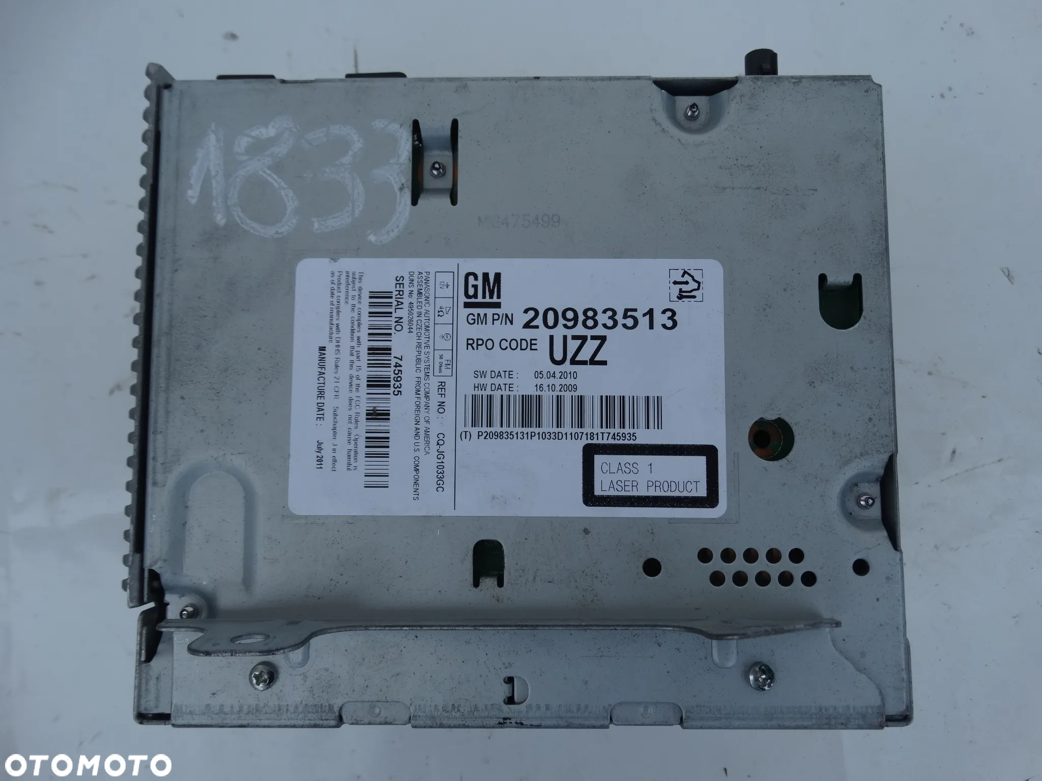RADIO CD + KOD 20983513 OPEL MERIVA B ASTRA J INSIGNIA A ZAFIRA C F-VAT - 2