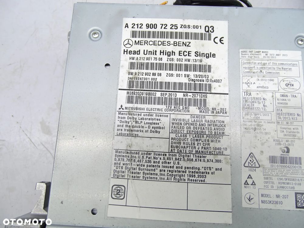 MERCEDES E-KLASA W212 LIFT Radio nawigacja 2129007225 - 8