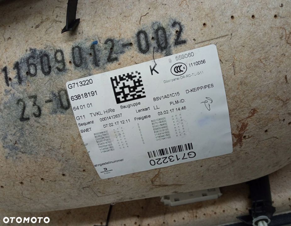 BOCZEK DRZWI PRAWY TYLNY BMW SERIA 7 G11 BOWERS - 5