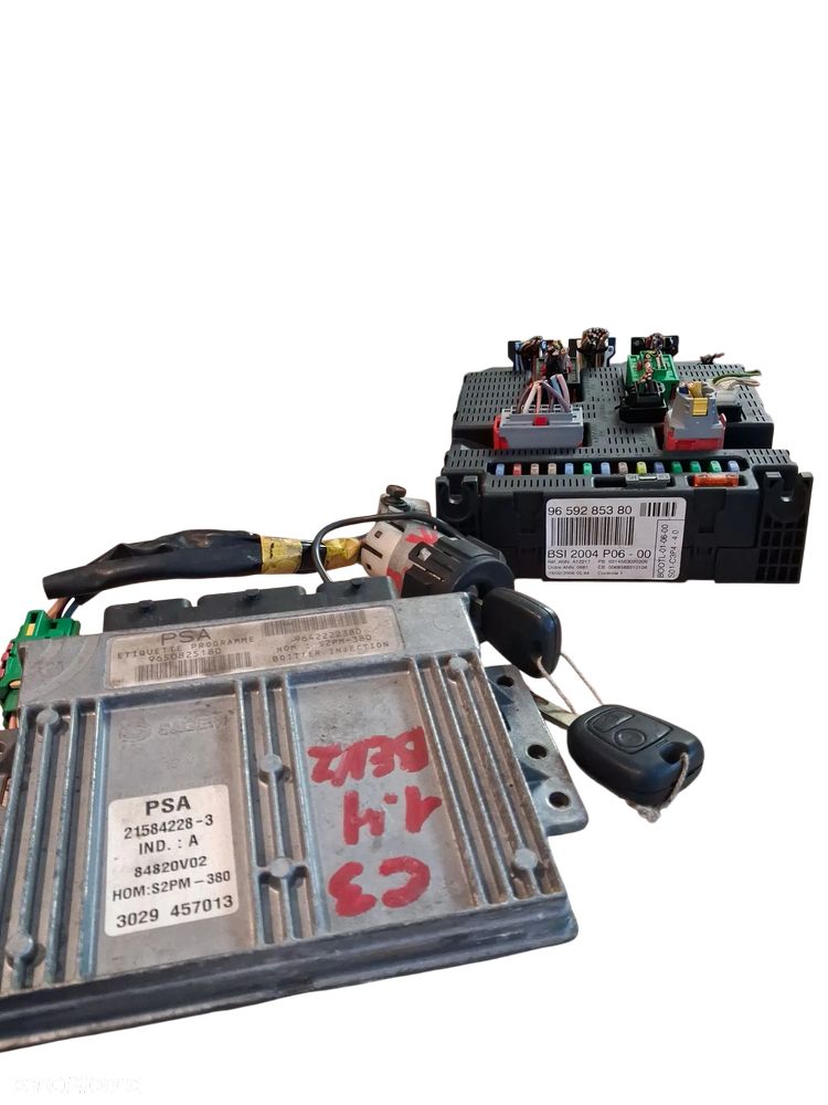ZESTAW STARTOWY   KOMPUTER STEROWNIK SILNIKA BSI PEUGEOT CITROEN 9642222380 9659285380 - 1