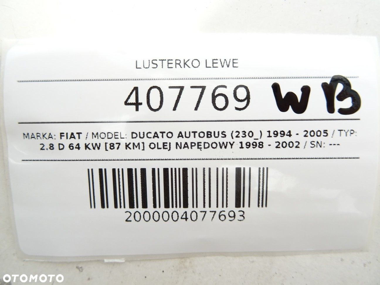 LUSTERKO LEWE - 86.00 PLN - FIAT DUCATO Autobus (230_) 1994 - 2005 2.8 D 64 kW [87 KM] olej - 5