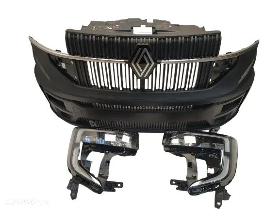 RENAULT MASTER IV V 24- ZDERZAK PRZÓD PRZEDNI GRILL ATRAPA CHŁODNICY LAMPY REFLEKTORY LEWA PRAWA 6xPDC HALOGENY KOMPLET NOWY ORYGINAŁ - 1
