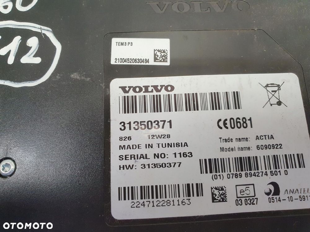 Volvo S60 II V60 MODUŁ TELEFONU Sterownik 31350371 - 2