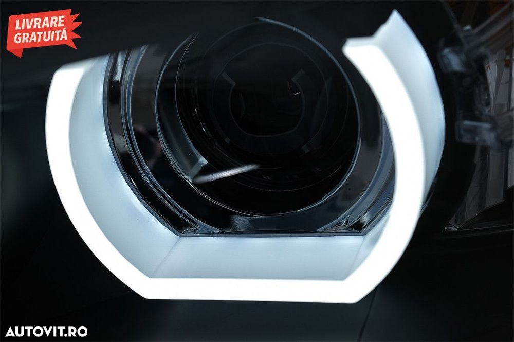 Faruri Xenon U-Led 3D Dual Halo Rims BMW Seria 3 E90 Limuzina E91 Tour - 3