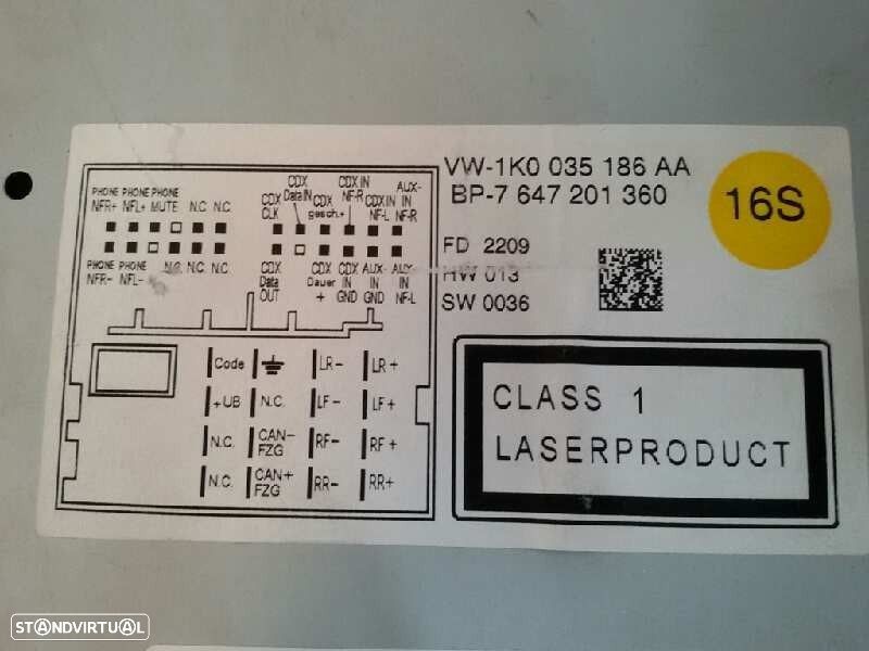 SISTEMA AUDIO / RADIO CD VOLKSWAGEN GOLF VI 2009 - 3