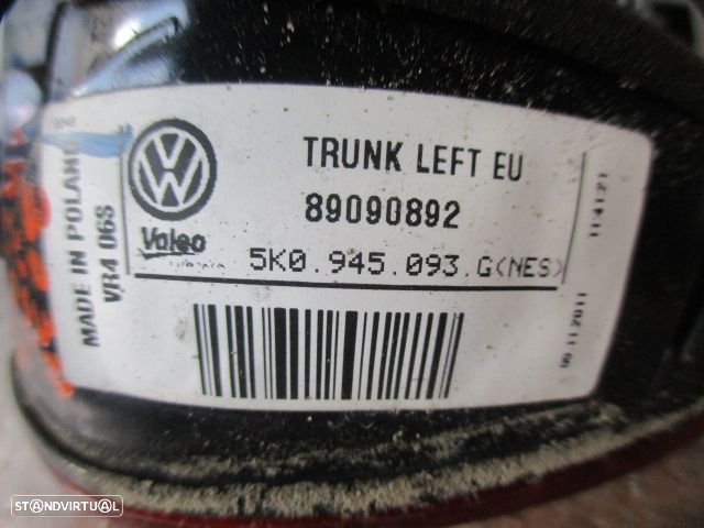 Farol Tras 89090892 5K0945093 VW GOLF 6 2011 1.4I 80Cv 3P Preto ESQ VALEO - 4