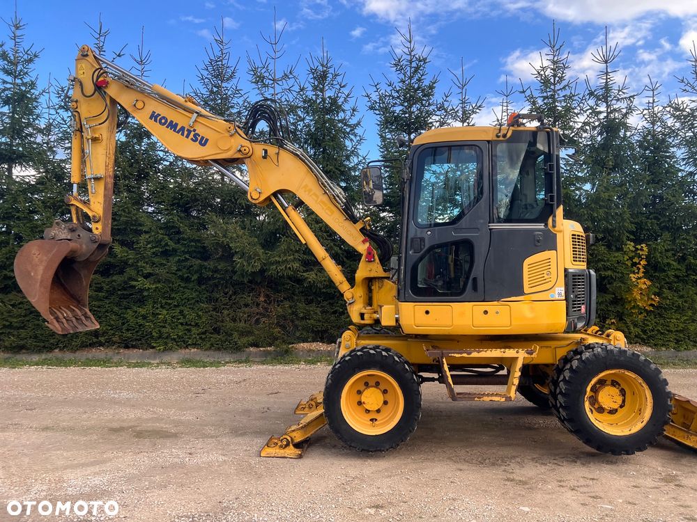 Komatsu Koparka kołowa KOMATSU 10ton PW98MR-8 4x4x4 plug podpory KLIMA 30km/h ramie Long 3xłamane skrętne 2012r bez DPF i ADBLUE 4cyl dodatk wyjścia hydr 51Kw 2osie skrętne pług stopy Cat TEREX Liebherr Wacker Pw 98 mr 8 11 prosto z importu - 28