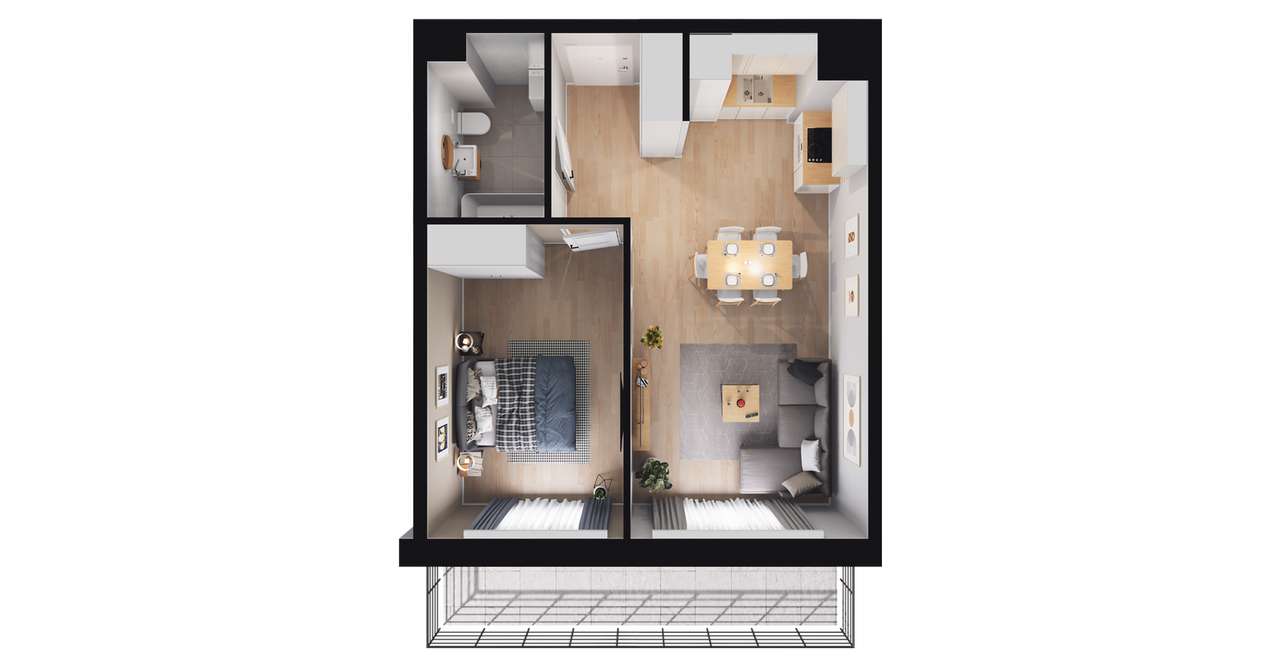 2-pokojowe mieszkanie 43m2 + balkon Bez Prowizji - Pełny obrazek: 2/23