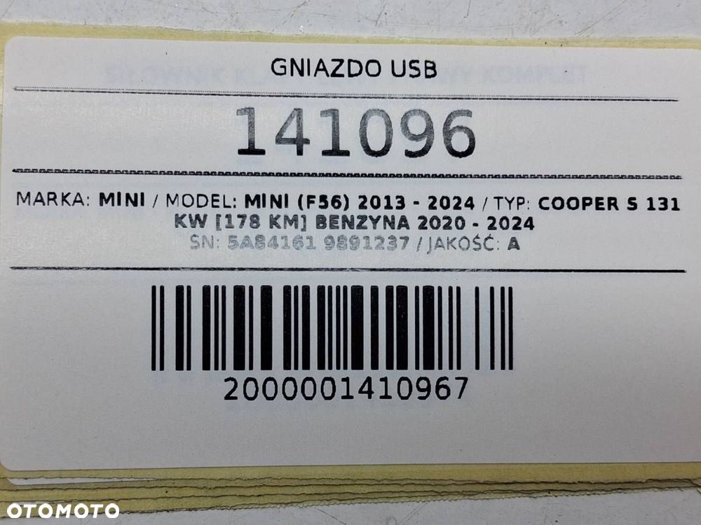 GNIAZDO USB TYPU C ŁADOWARKA DEKOR OSŁONA MINI COOPER S F56 5A84161 9891237 - 5
