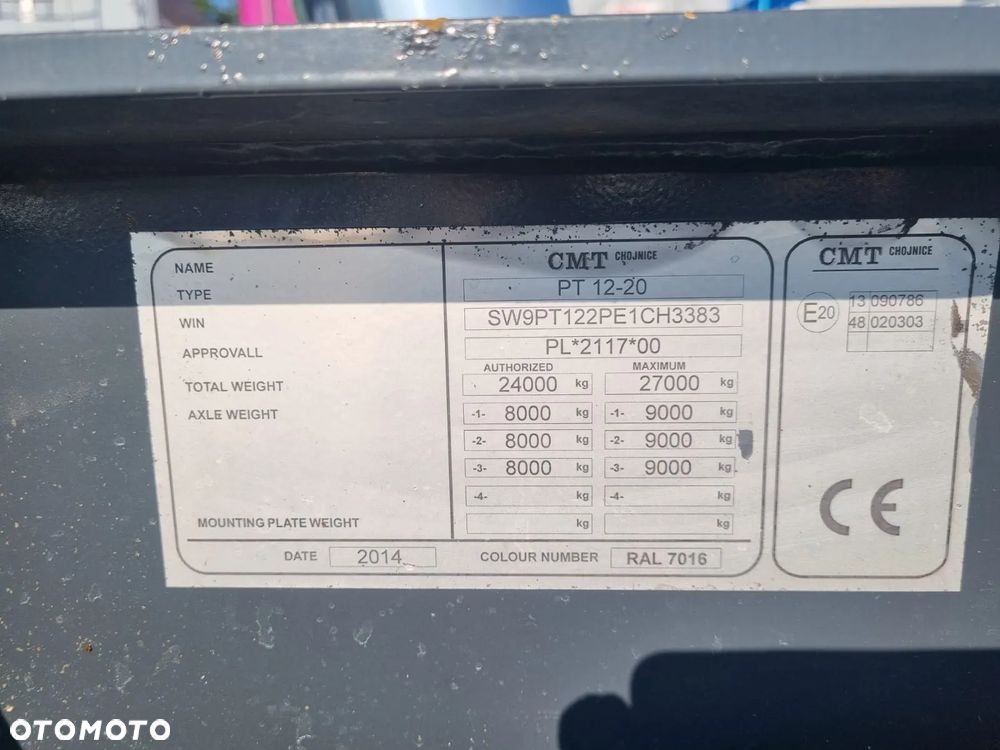 Cmt Przyczepa Hakowiec Wywrotka do Przewozu Kontenerów 6,50 m - 7,00 m - 15