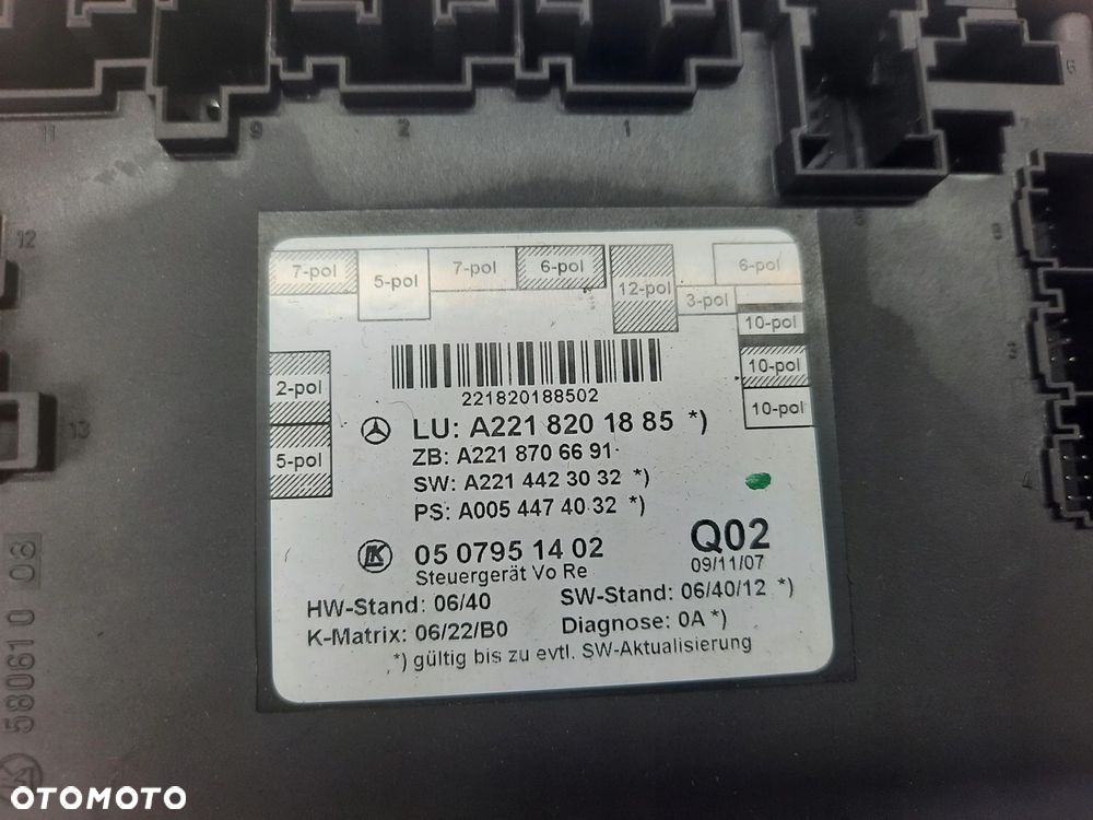 MODUŁ DRZWI PRAWY PRZÓD MERCEDES W221 A2218201885 - 2