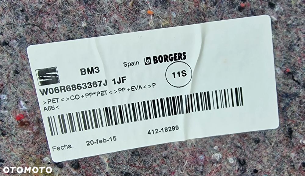 DYWAN WYKŁADZINA PODŁOGI 6R6863367J SEAT IBIZA IV HB LIFT - 6