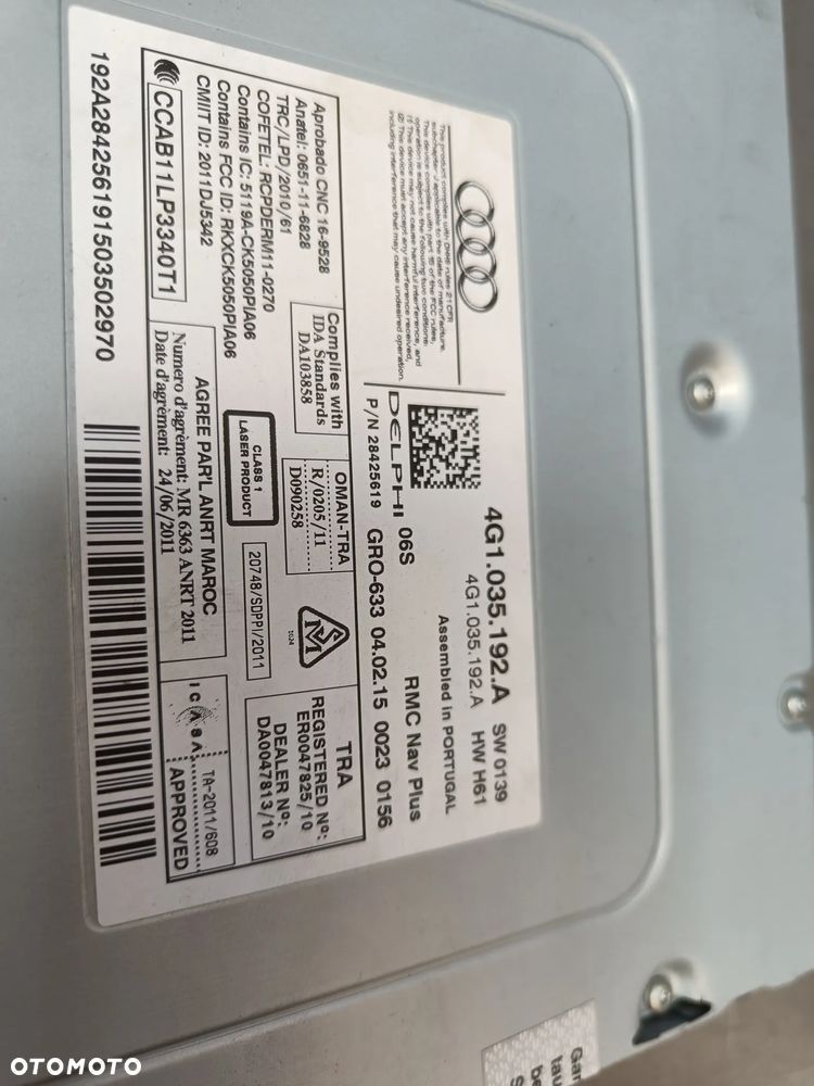 Czytnik kart Audi A6 C7 FL lift A7 Jednostka Radia Radio Nawigacja 4G1035192A - 10
